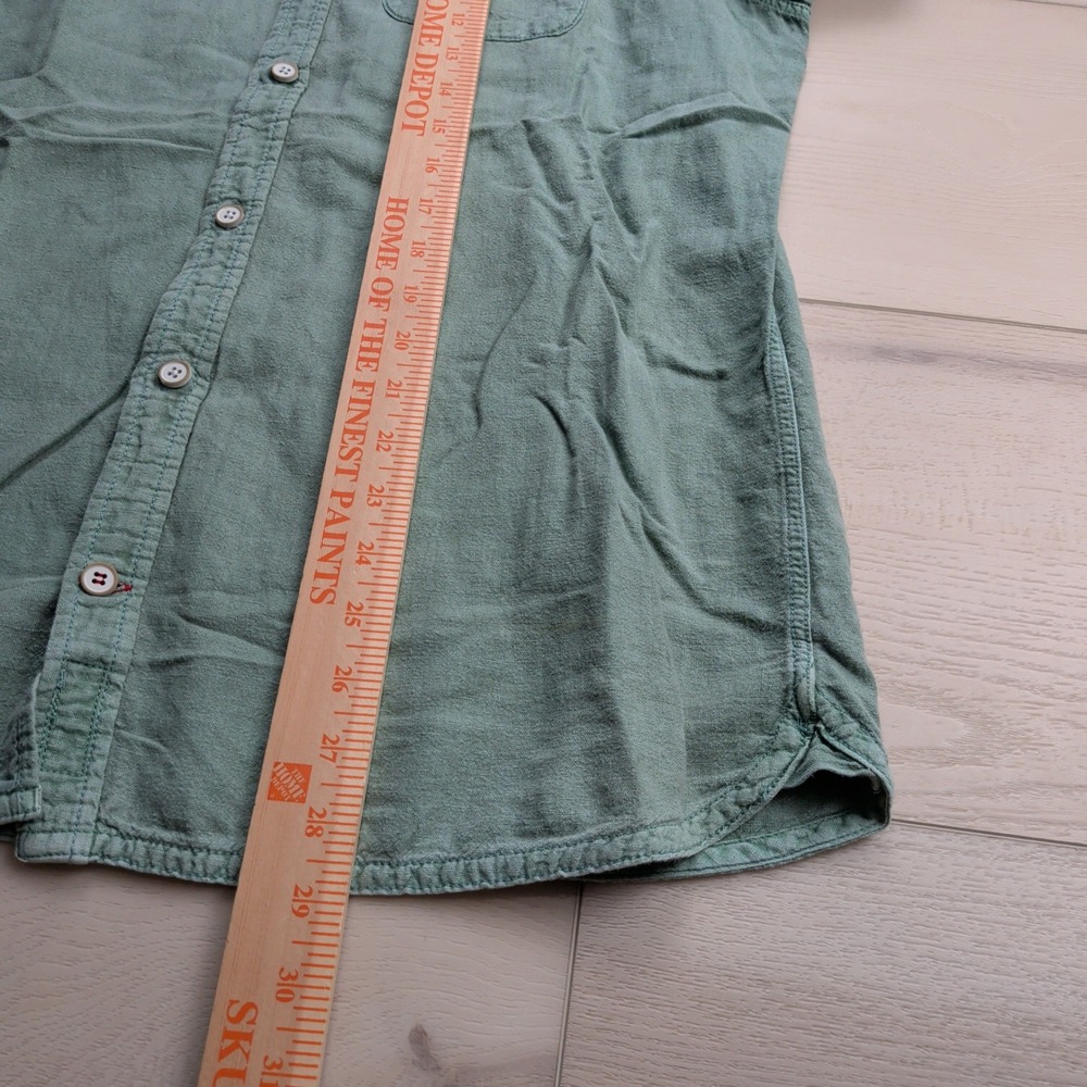 FatFace Shirt Mens M Aqua Marine Green Cotton Linen Blend Short Sleeve Button Up - Picture 9 of 10